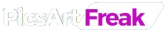 A logo of picsartfreak.com for dark mood for user friendly experience.